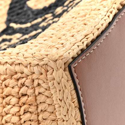 Celine Raffia Calfskin Triomphe Cube Tote Natural Black 12 of 13