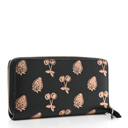 Gucci Textured Dollar Calfskin Berry Print GG Marmont Zip Around Wallet Black Light Copper 3 of 6