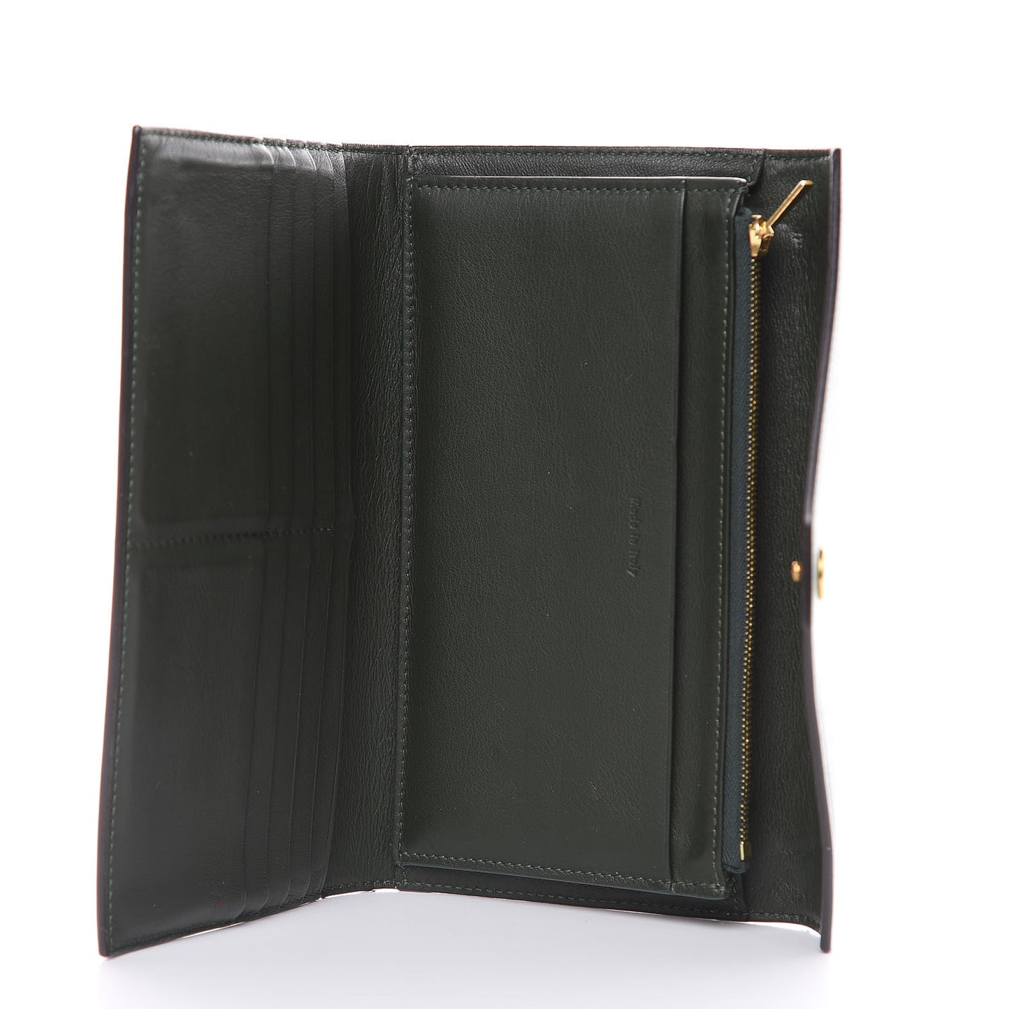 Smooth Calfskin Pocket Tri-Fold Multifunction Envelope Flap Wallet Jade