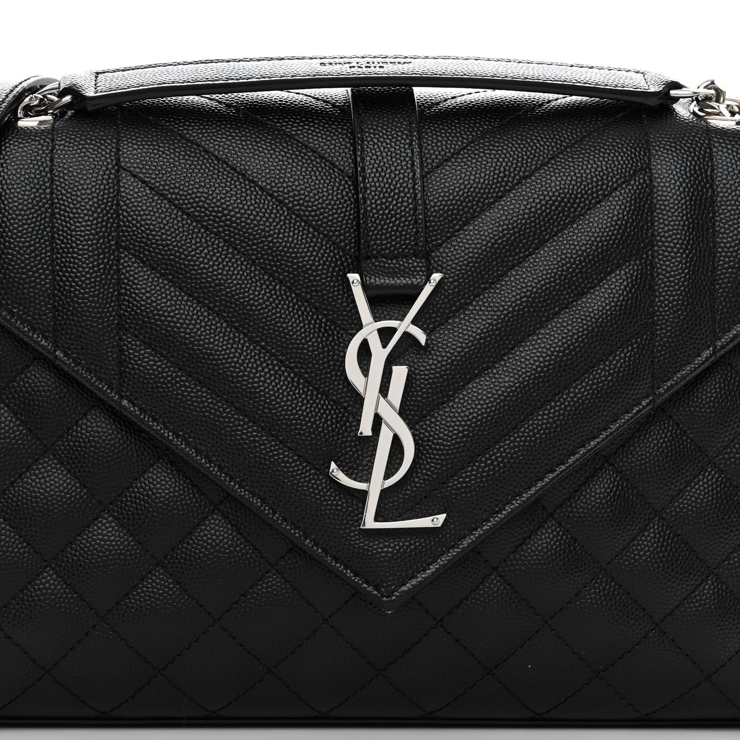 Grain De Poudre Textured Mixed Matelasse Triquilt Medium Monogram Satchel Black