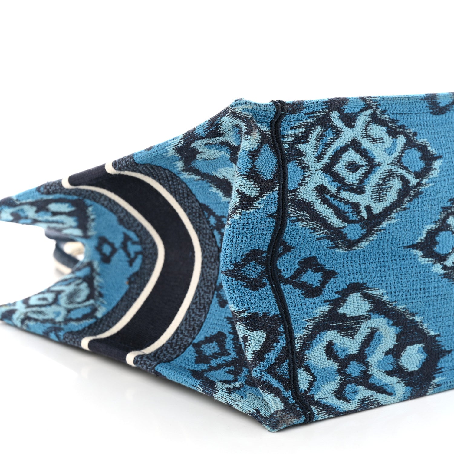 Christian Dior Canvas Embroidered Paisley Medium Book Tote Blue Multicolor 9 of 15