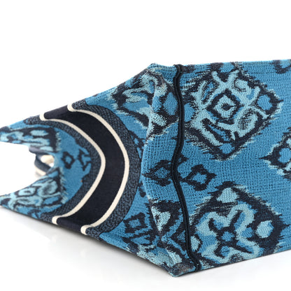 Christian Dior Canvas Embroidered Paisley Medium Book Tote Blue Multicolor 9 of 15