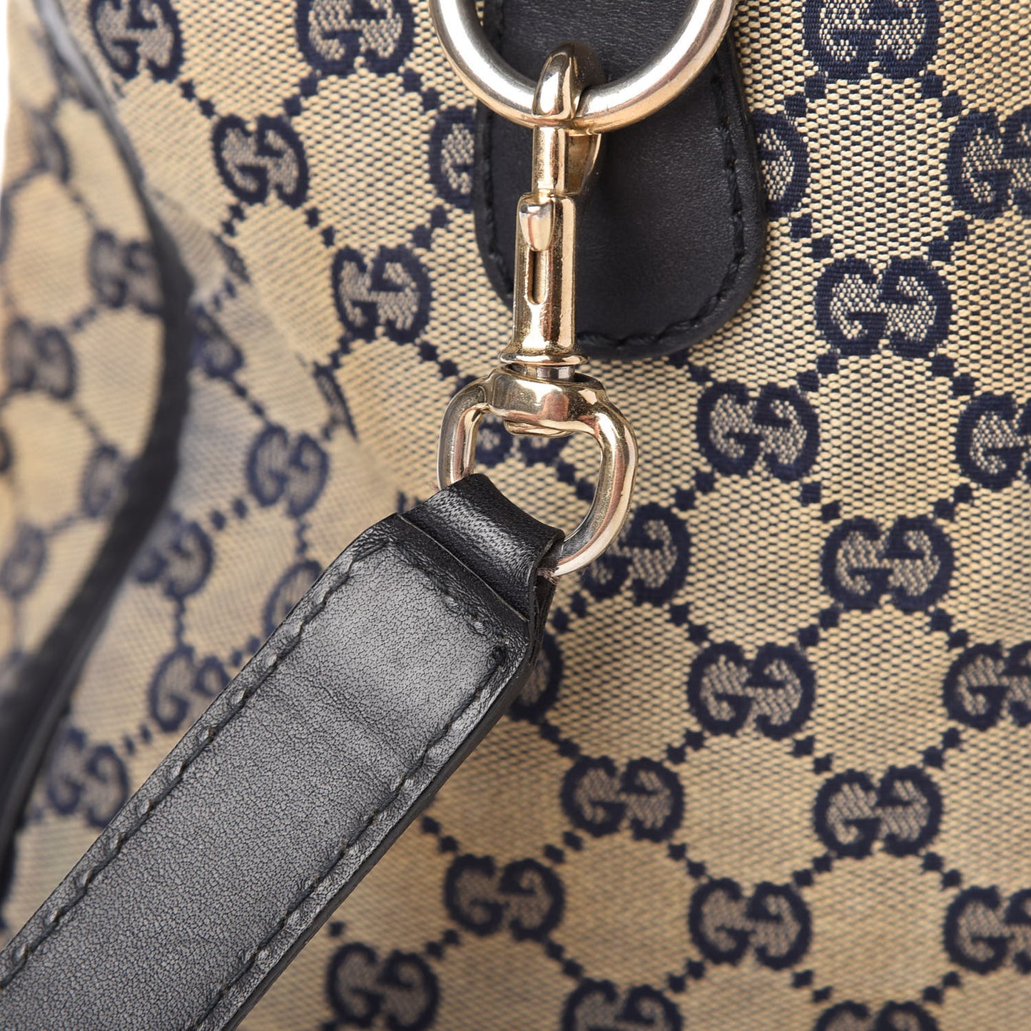 Monogram Selleria Calfskin Vintage Web Medium Boston Beige Blue