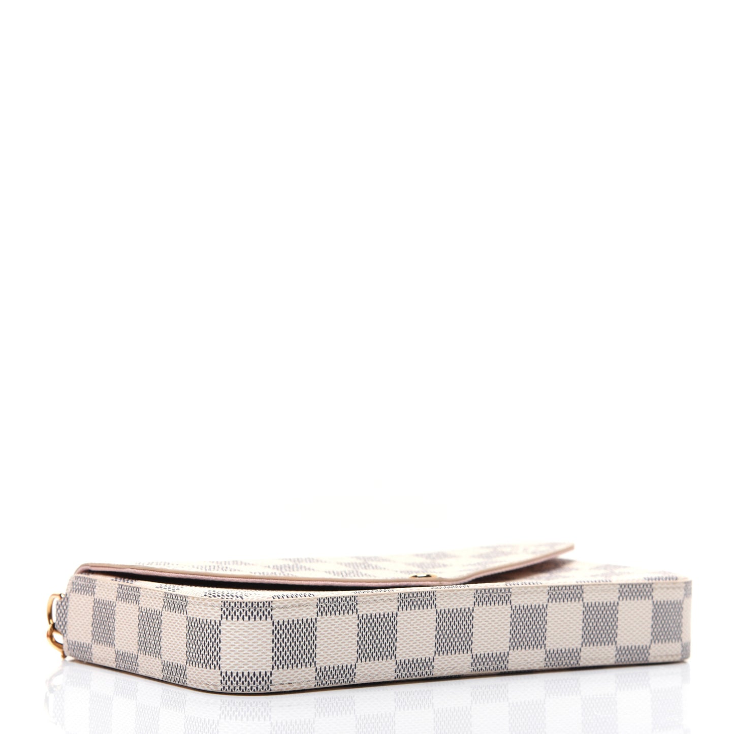 Damier Azur Pochette Felicie Chain Wallet Rose Ballerine