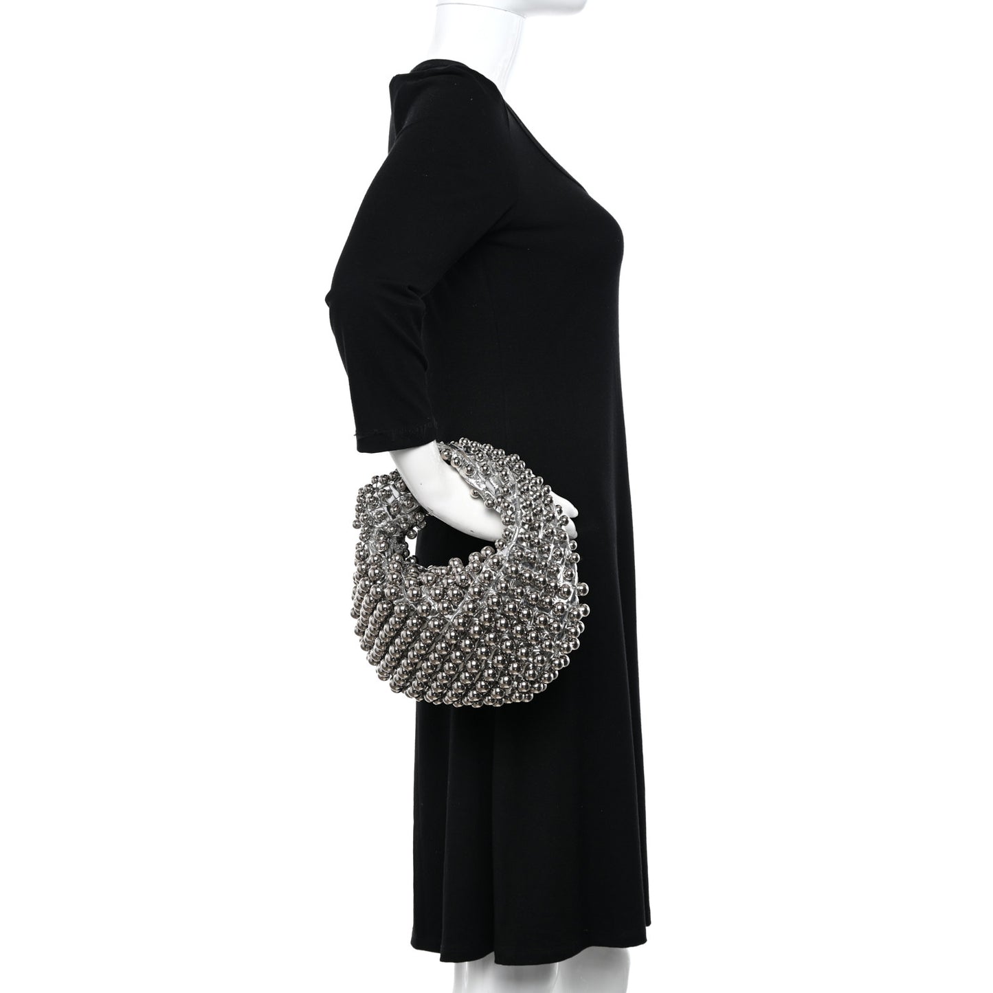 Metallic Nappa Studded Intrecciato Mini Jodie Silver