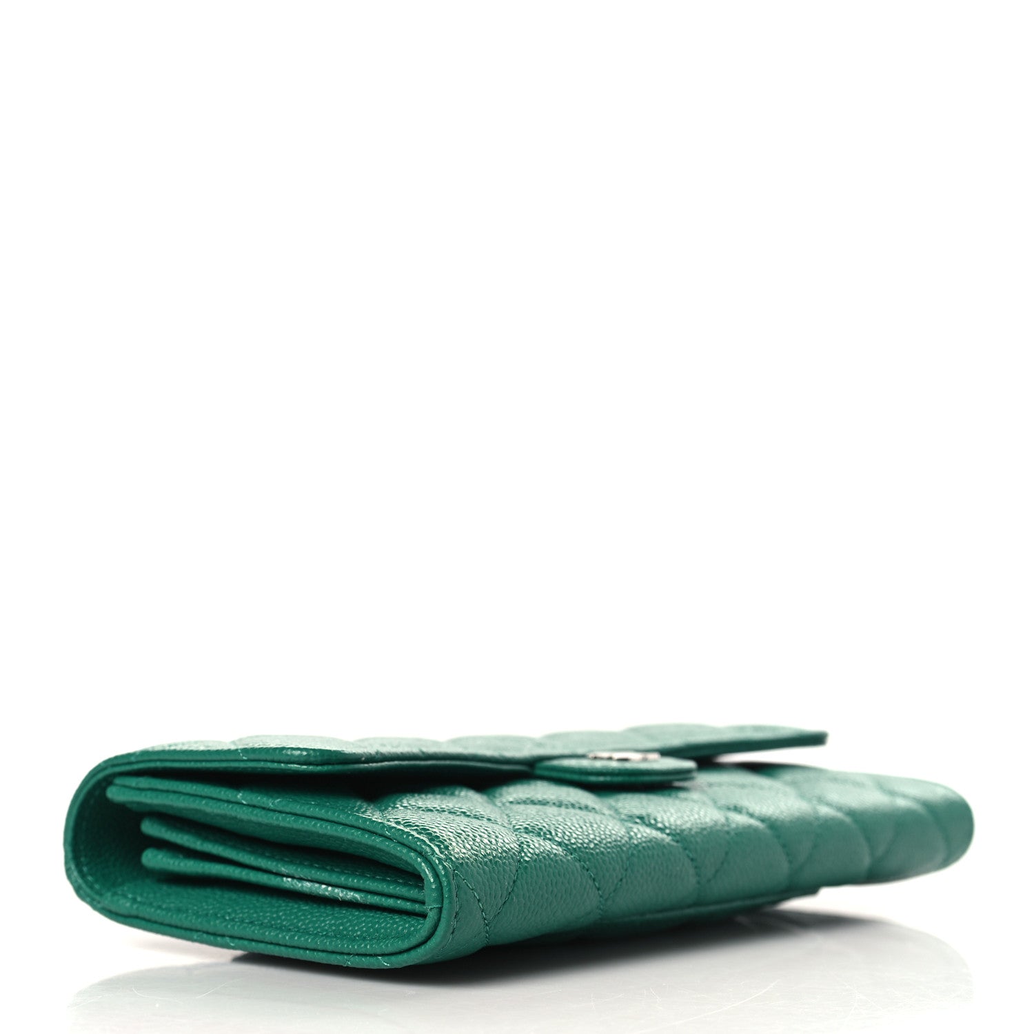 Chanel Caviar Quilted Large Gusset Flap Wallet Green 4 of 8