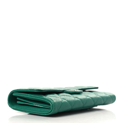 Chanel Caviar Quilted Large Gusset Flap Wallet Green 4 of 8