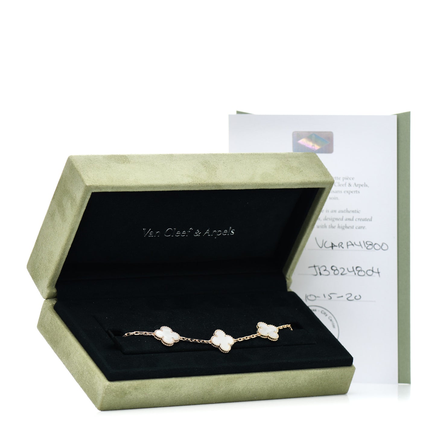 18K Yellow Gold Mother of Pearl 5 Motifs Vintage Alhambra Bracelet