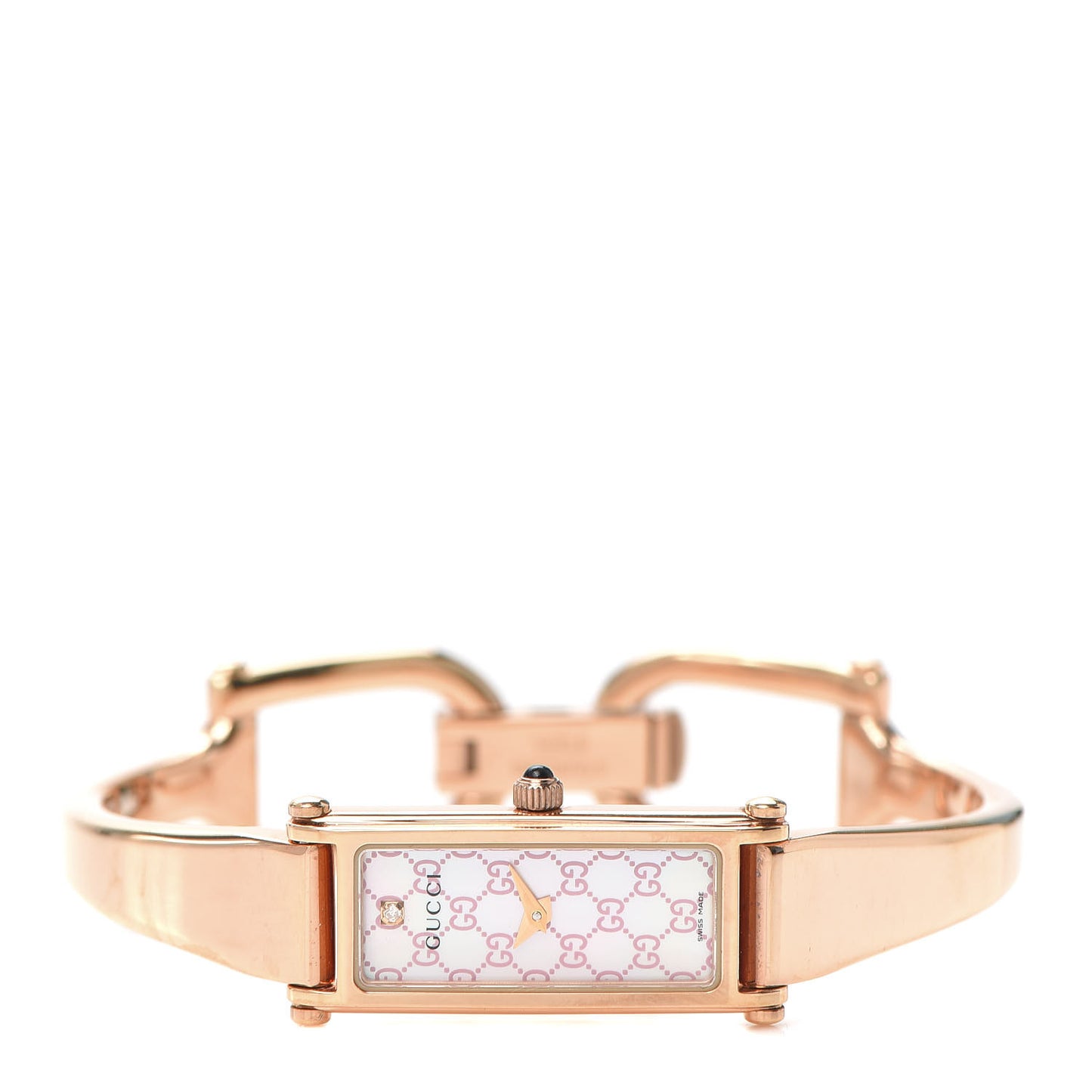 Stainless Steel Diamond Pink Mother of Pearl 12mm 1500L Horsebit Quartz Watch