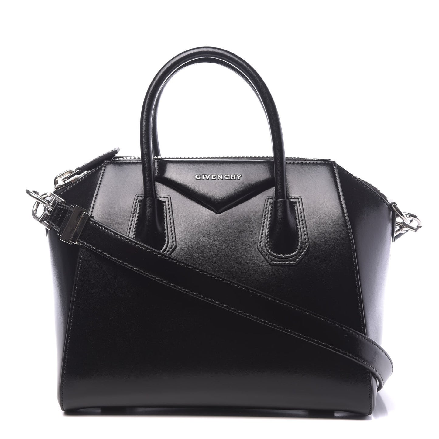 Shiny Lord Calfskin Small Antigona Black