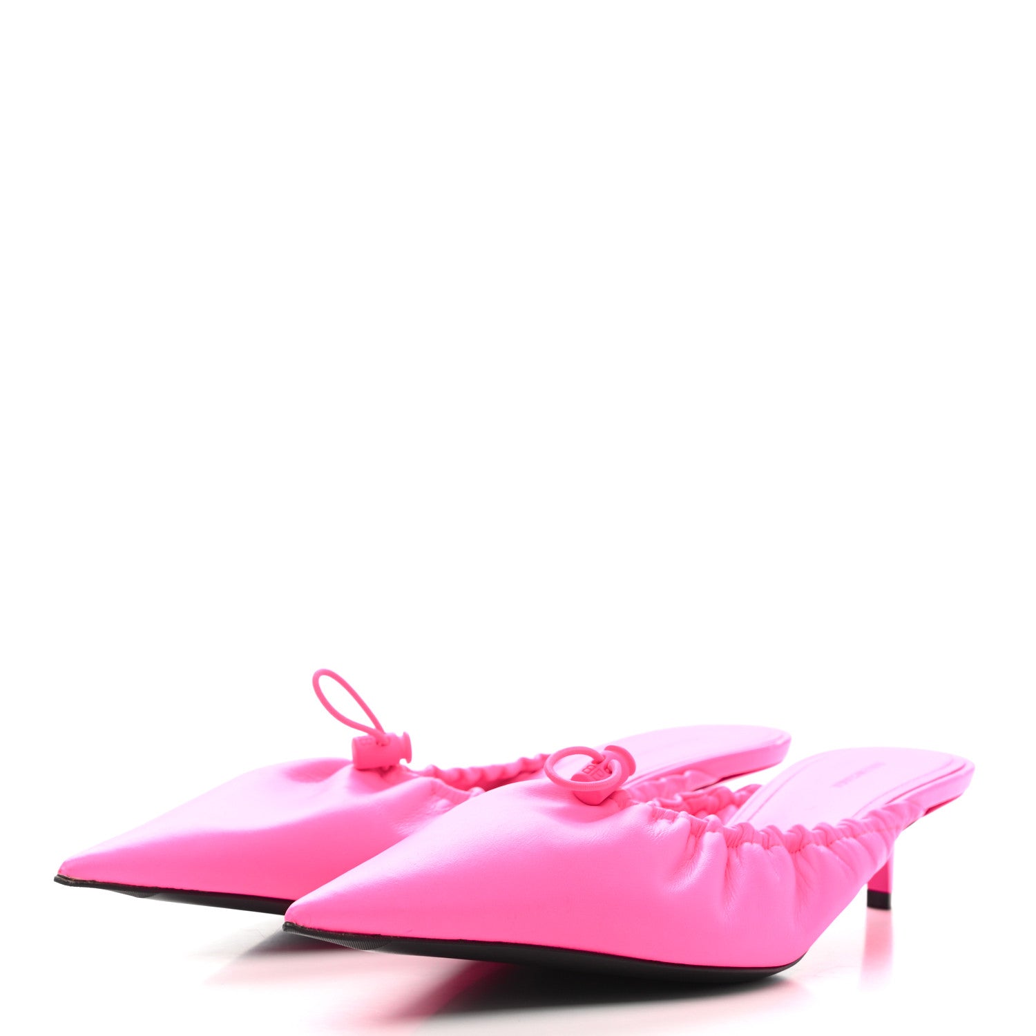 Balenciaga Smooth Nappa Pointed Toe Scrunch Knife 40mm Mules 38.5 Fluo Pink 3 of 12