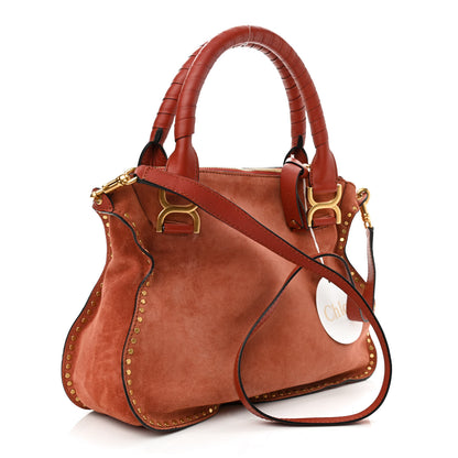 Chloe Suede Calfskin Braided Medium Marcie Satchel Terracotta Red 3 of 11