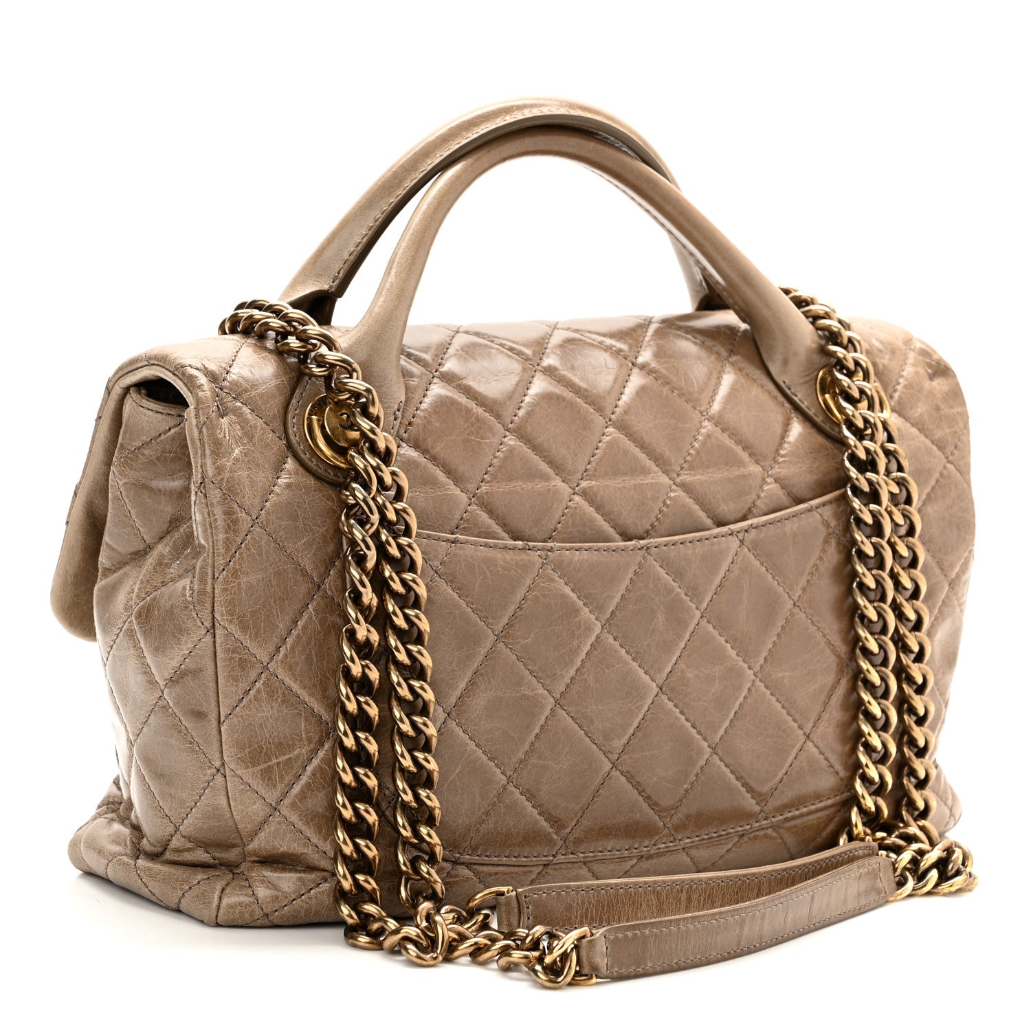 Chanel Glazed Calfskin Castle Rock Medium Flap Dark Beige 3 of 11