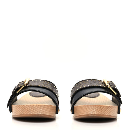 Louis Vuitton Calfskin Monogram Cottage Mules 36 Black 2 of 7