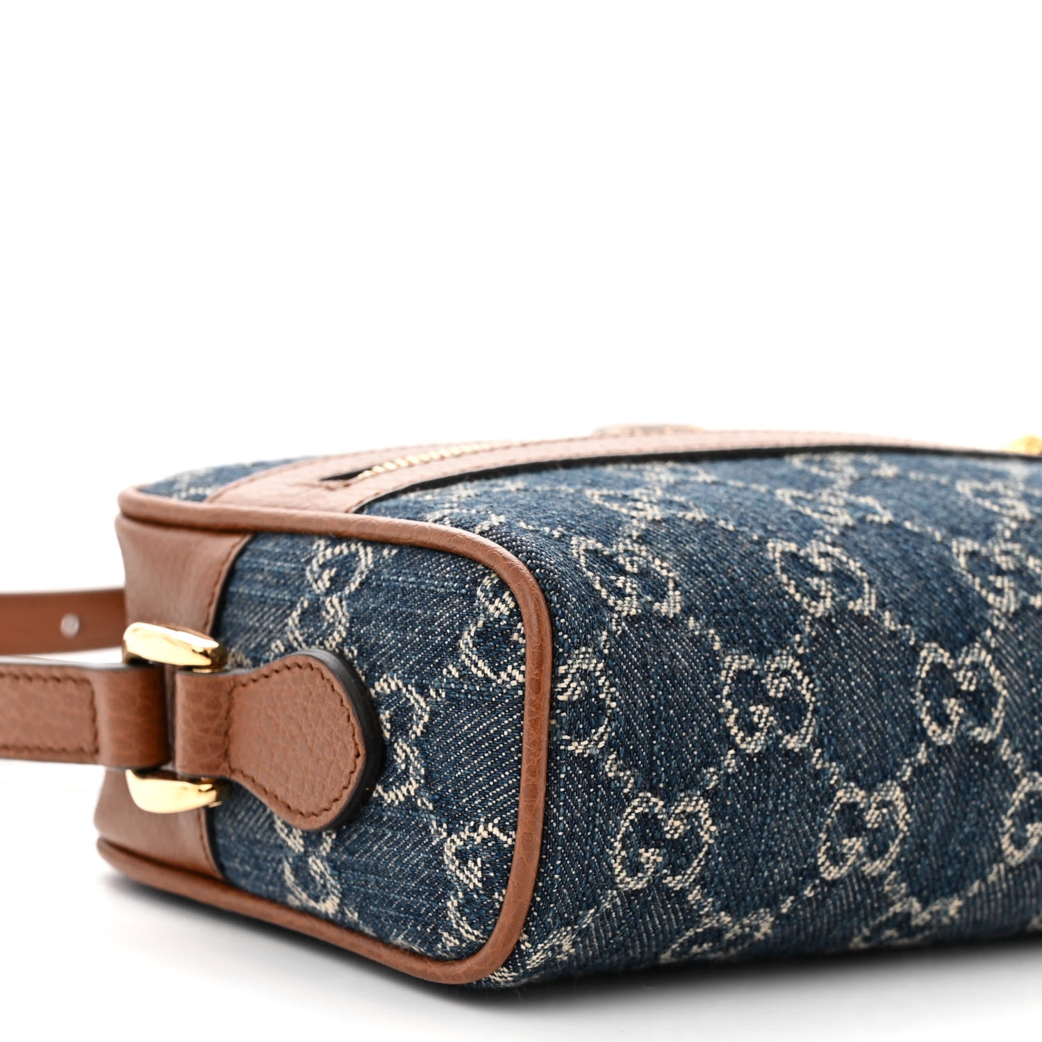 Gucci New Denim GG Monogram Dollar Calfskin Mini Ophidia Shoulder Bag Blue Tea Cuir Epilog 9 of 10