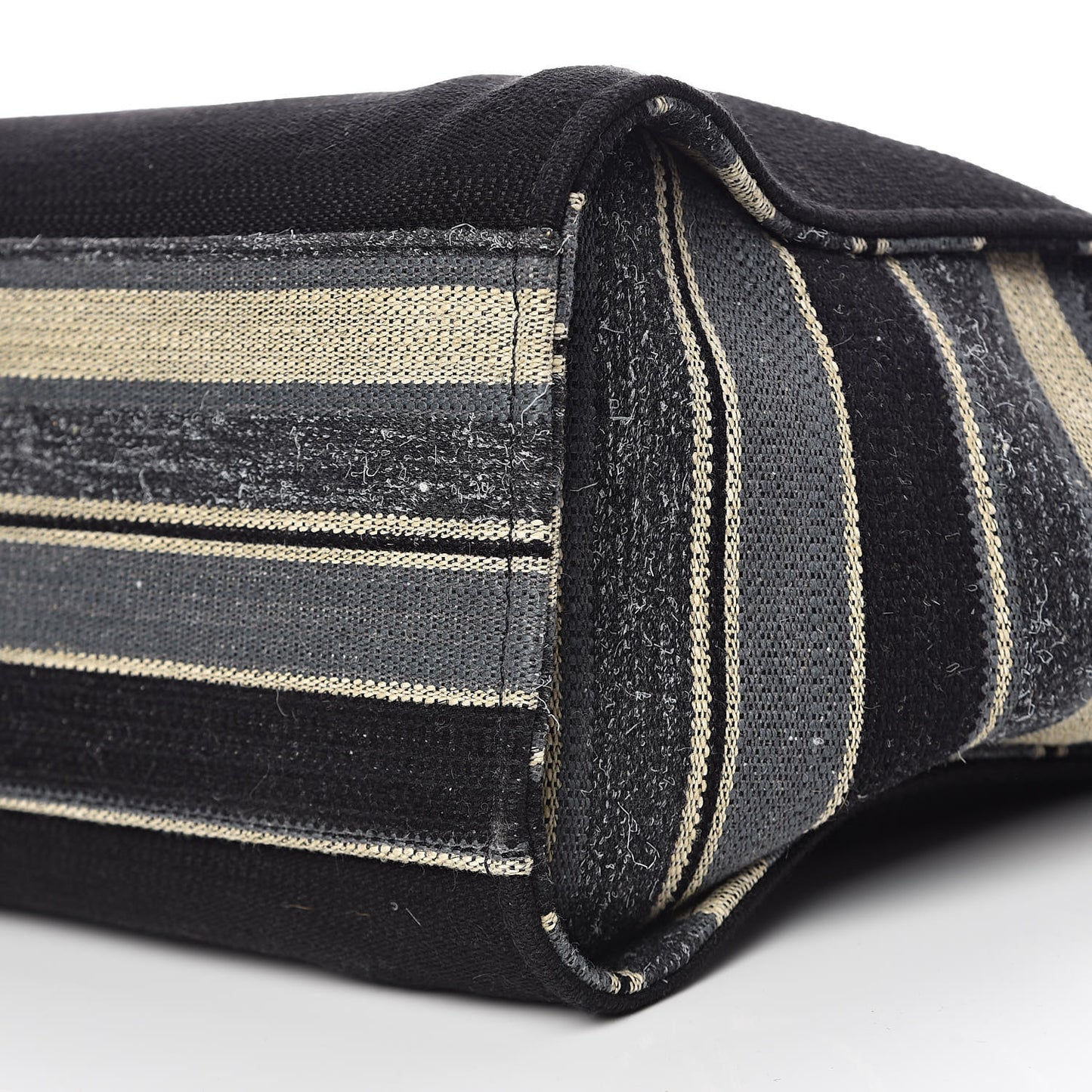 Striped Canvas Medium Deauville Tote Grey Black