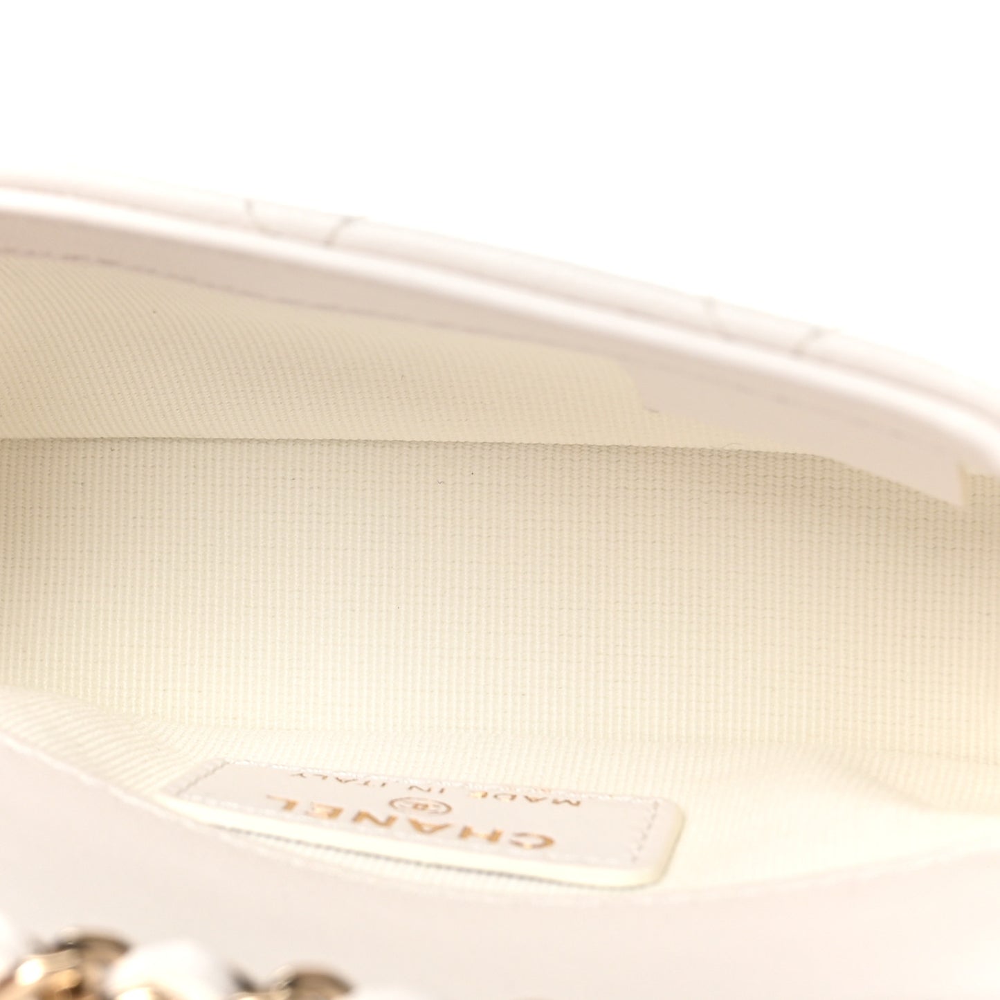 Lambskin Quilted Resin CC Flap Clutch With Chain White Black