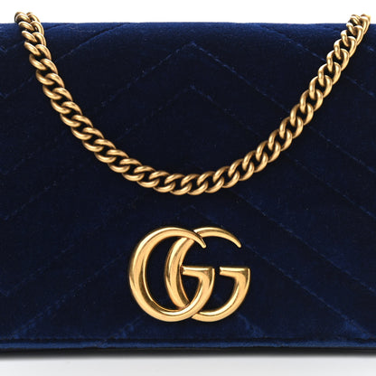 Gucci Velvet Matelasse GG Marmont Mini Bag Cobalt Blue 7 of 10