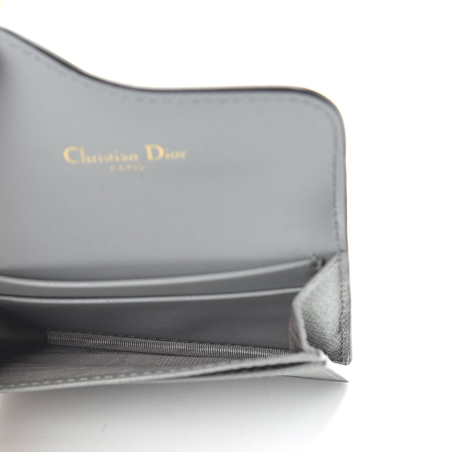 Christian Dior Grained Calfskin Saddle Card Holder Gray 5 of 9