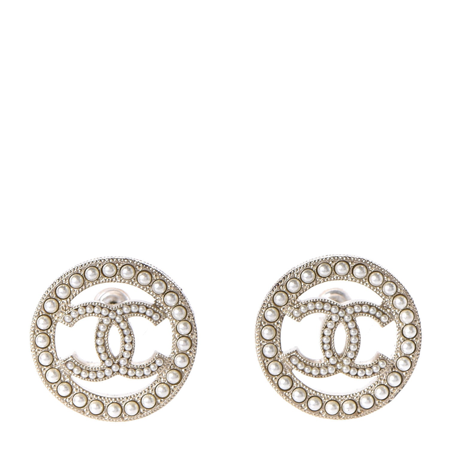 Chanel Pearl CC Round Earrings Gold 1 of 5