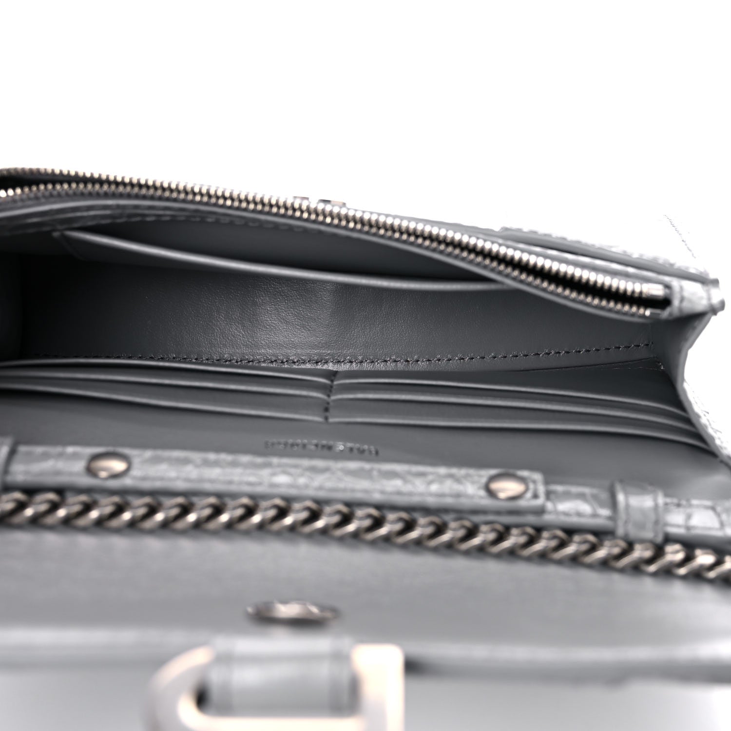 Balenciaga Shiny Calfskin Crocodile Embossed Hourglass Chain Bag Balenciaga Grey 5 of 10