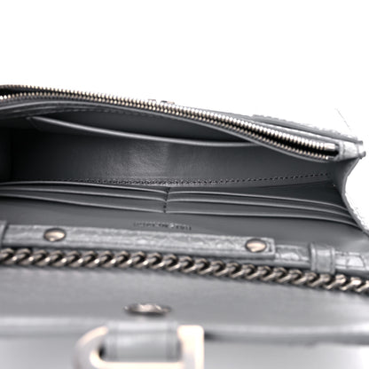 Balenciaga Shiny Calfskin Crocodile Embossed Hourglass Chain Bag Balenciaga Grey 5 of 10