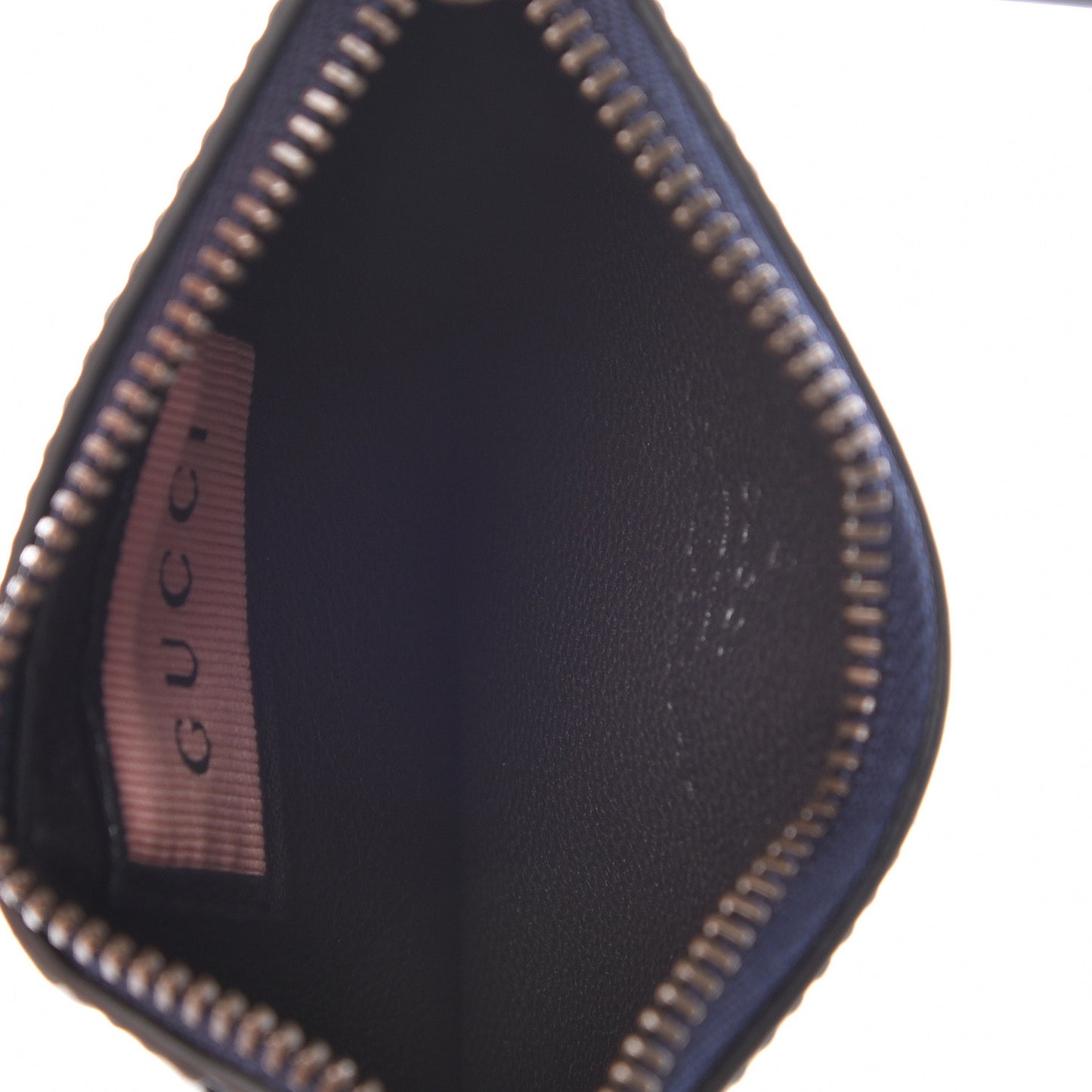 Calfskin GucciGhost Coin Case Card Holder Blue Agata Hibiscus Red