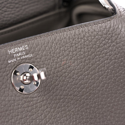 Hermes Taurillon Clemence Mini Lindy 20 Etain 11 of 16