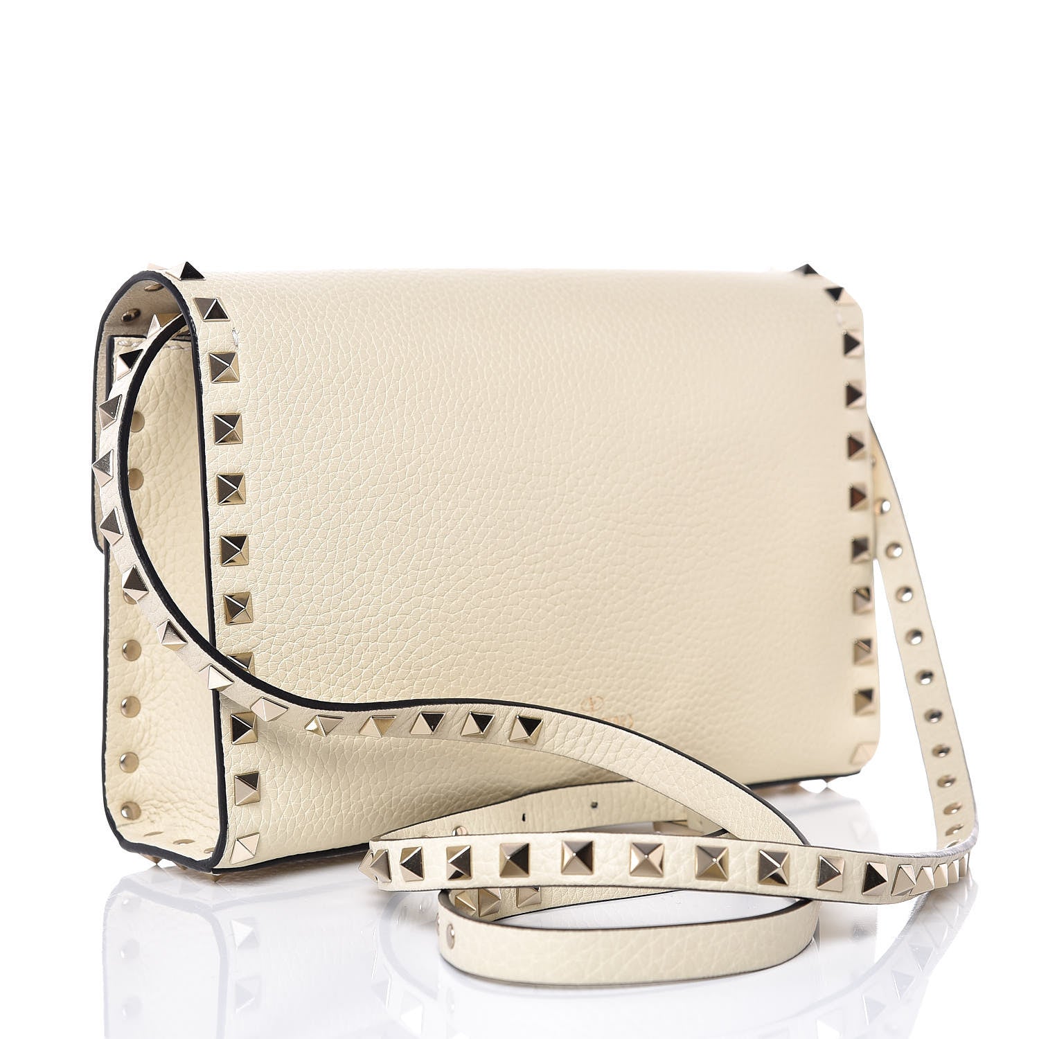 Valentino Garavani Pebbled Calfskin Medium Rockstud Flip Lock Crossbody Bag Light Ivory 3 of 7