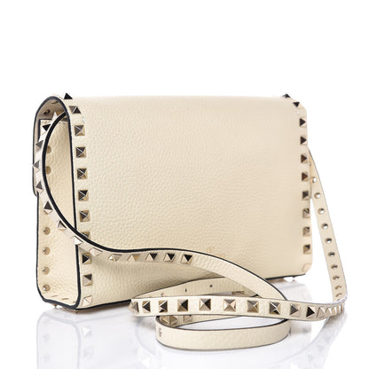 Valentino Garavani Pebbled Calfskin Medium Rockstud Flip Lock Crossbody Bag Light Ivory 3 of 7