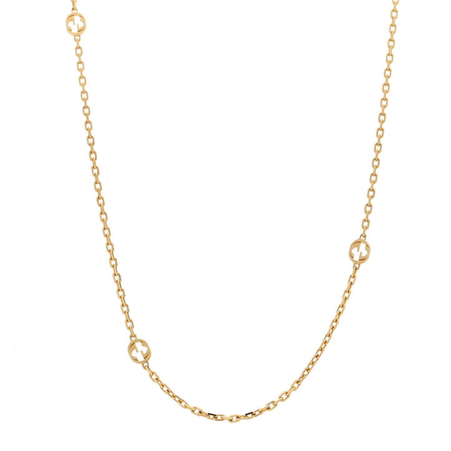 18K Yellow Gold Running GG Station Necklace