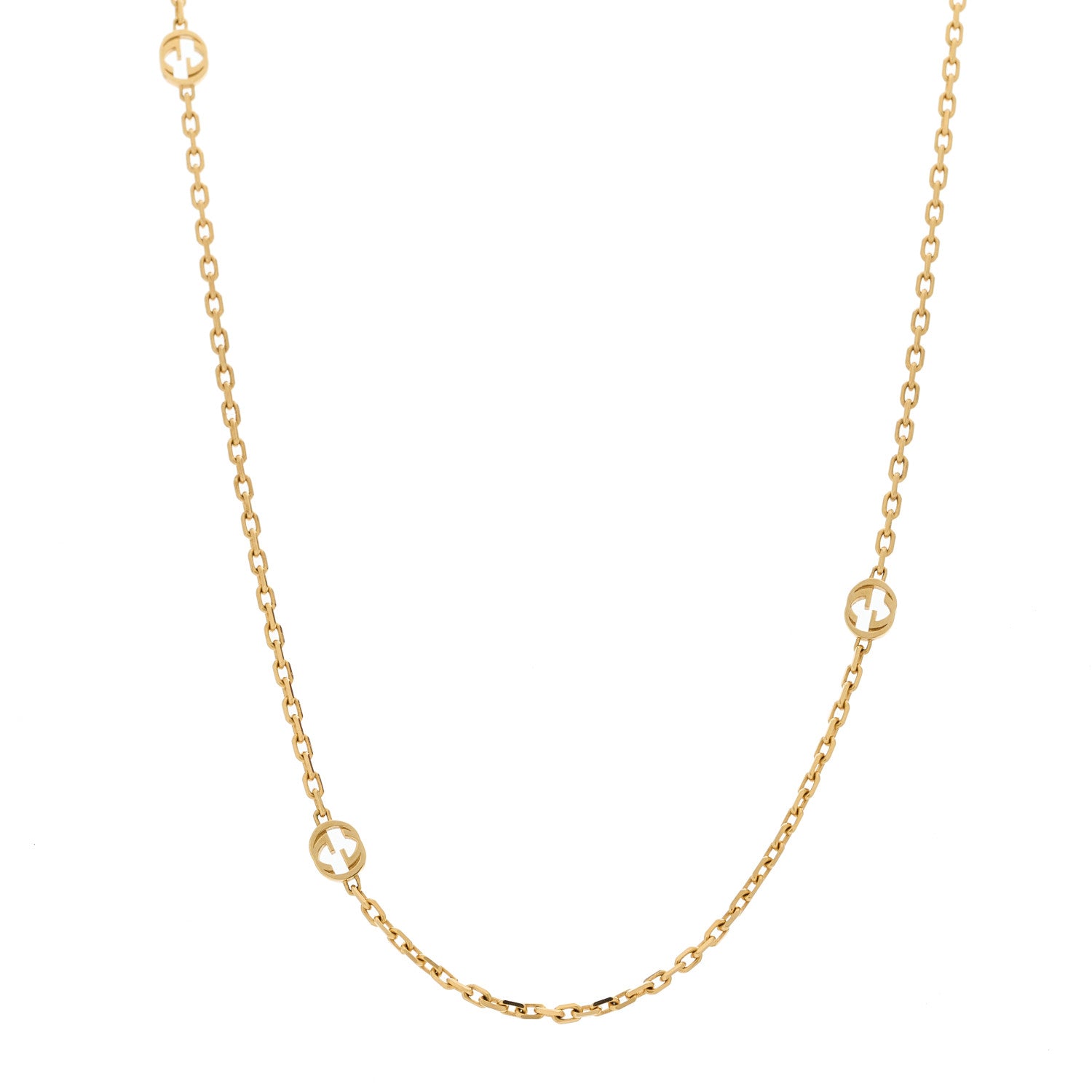 Gucci 18K Yellow Gold Running GG Station Necklace 1 of 6