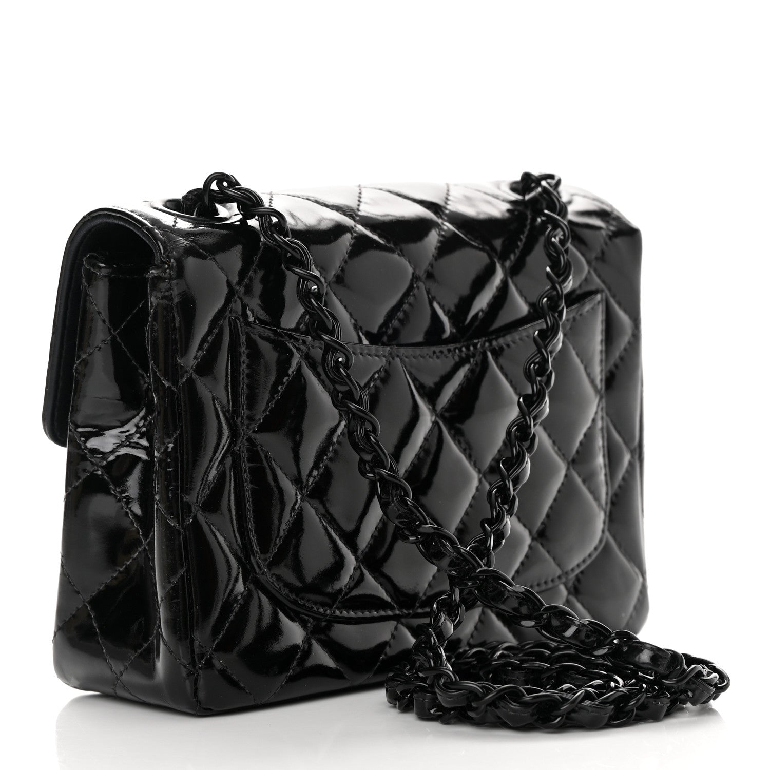 Chanel Patent Calfskin Quilted Mini Square Flap So Black 3 of 18