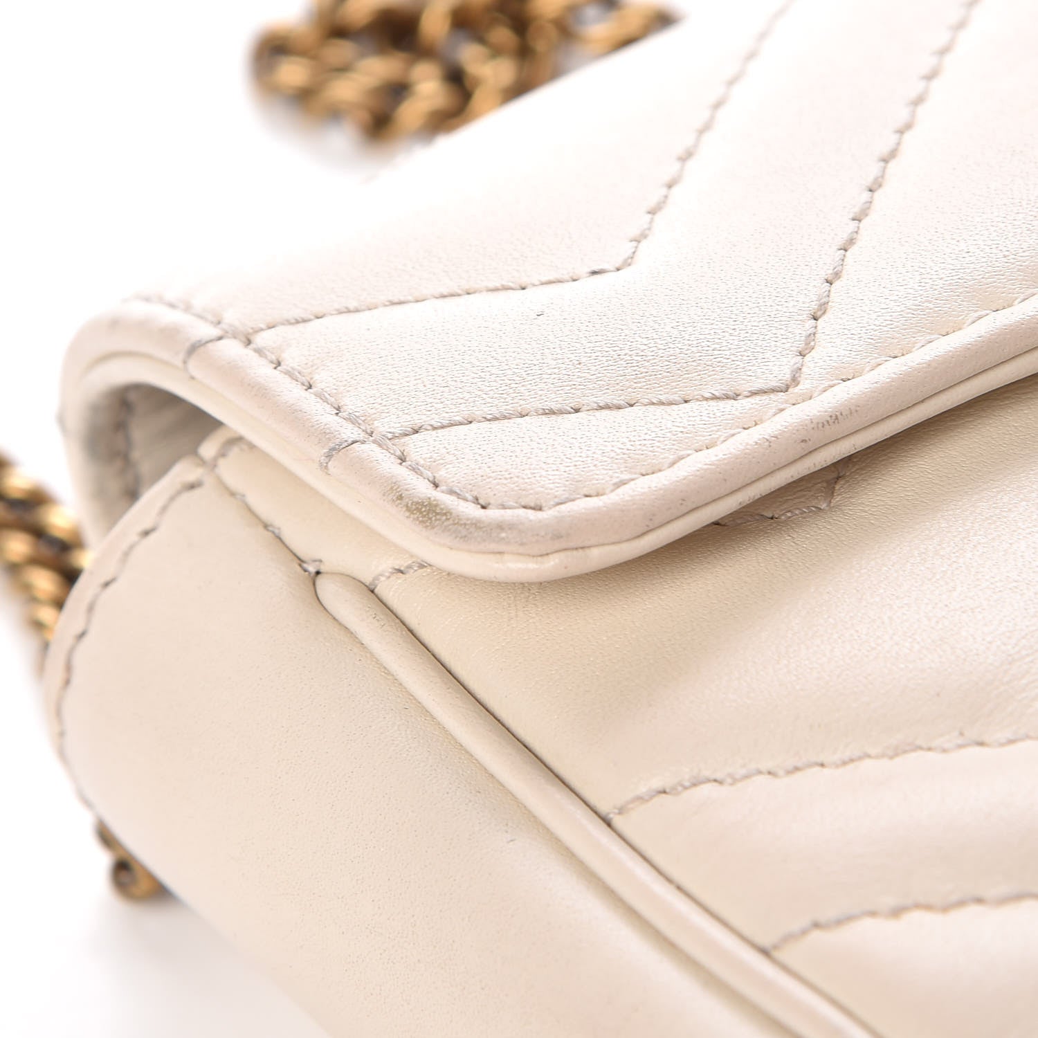 Gucci Calfskin Matelasse Super Mini GG Marmont Shoulder Bag White 8 of 14