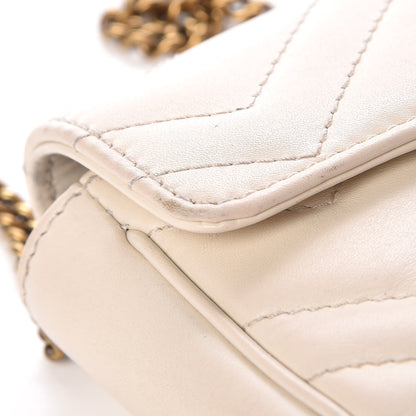 Gucci Calfskin Matelasse Super Mini GG Marmont Shoulder Bag White 8 of 14