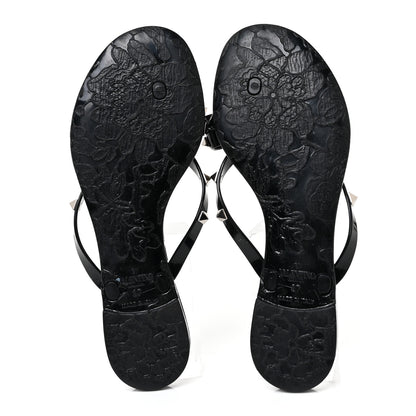 Valentino Garavani PVC Jelly Rockstud Bow Thong Sandals 37 Black 5 of 7