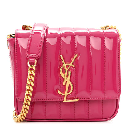 Saint Laurent Patent Calfskin Matelasse Monogram Small Vicky Chain Bag Bubblegum 1 of 9