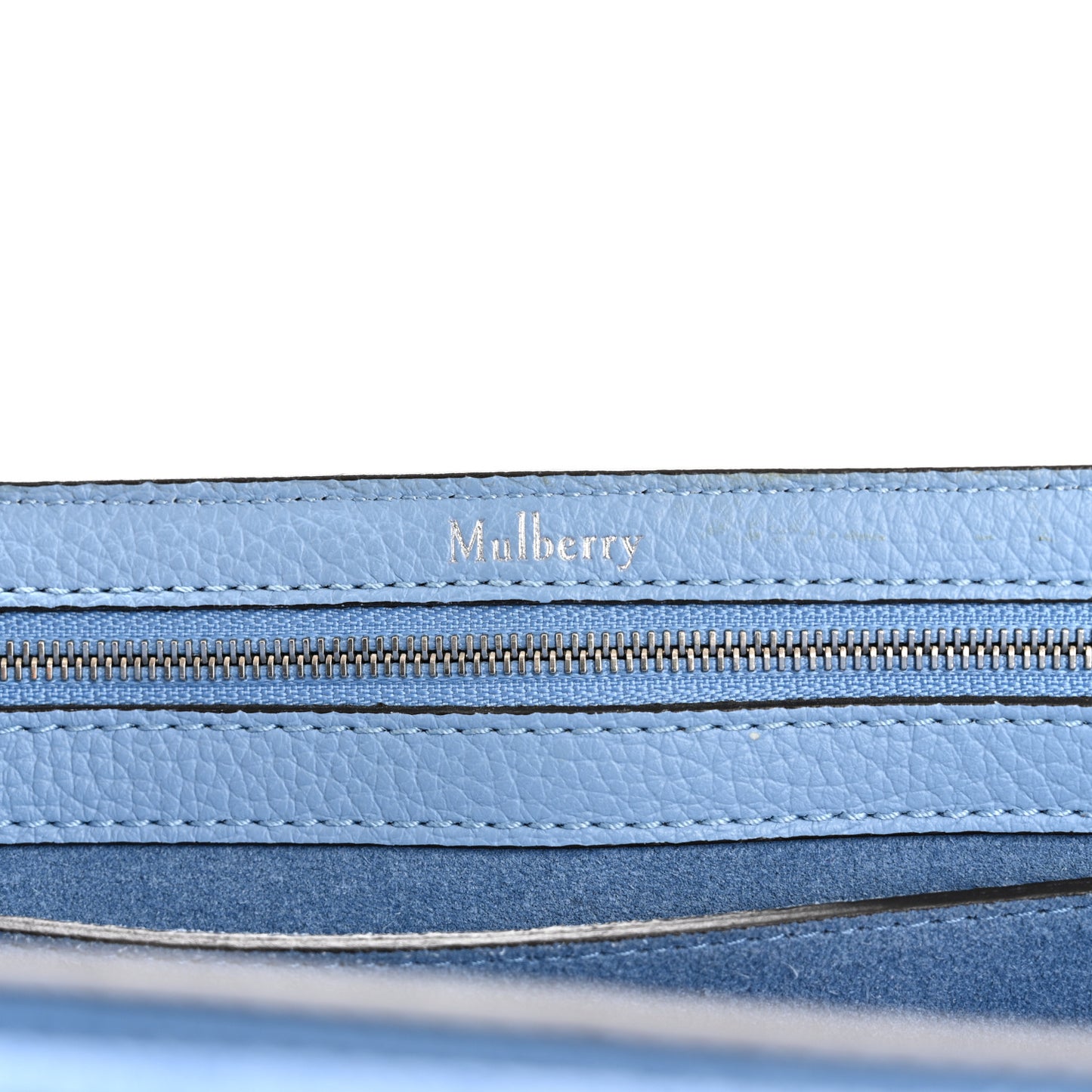 Classic Grain Calfskin Small Bayswater Porcelain Blue