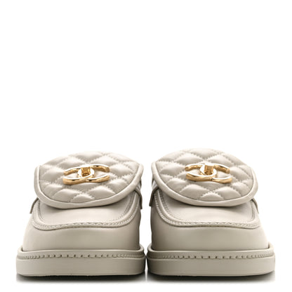 Chanel Lambskin Quilted CC Turnlock Mules 39 Light Grey 3 of 10