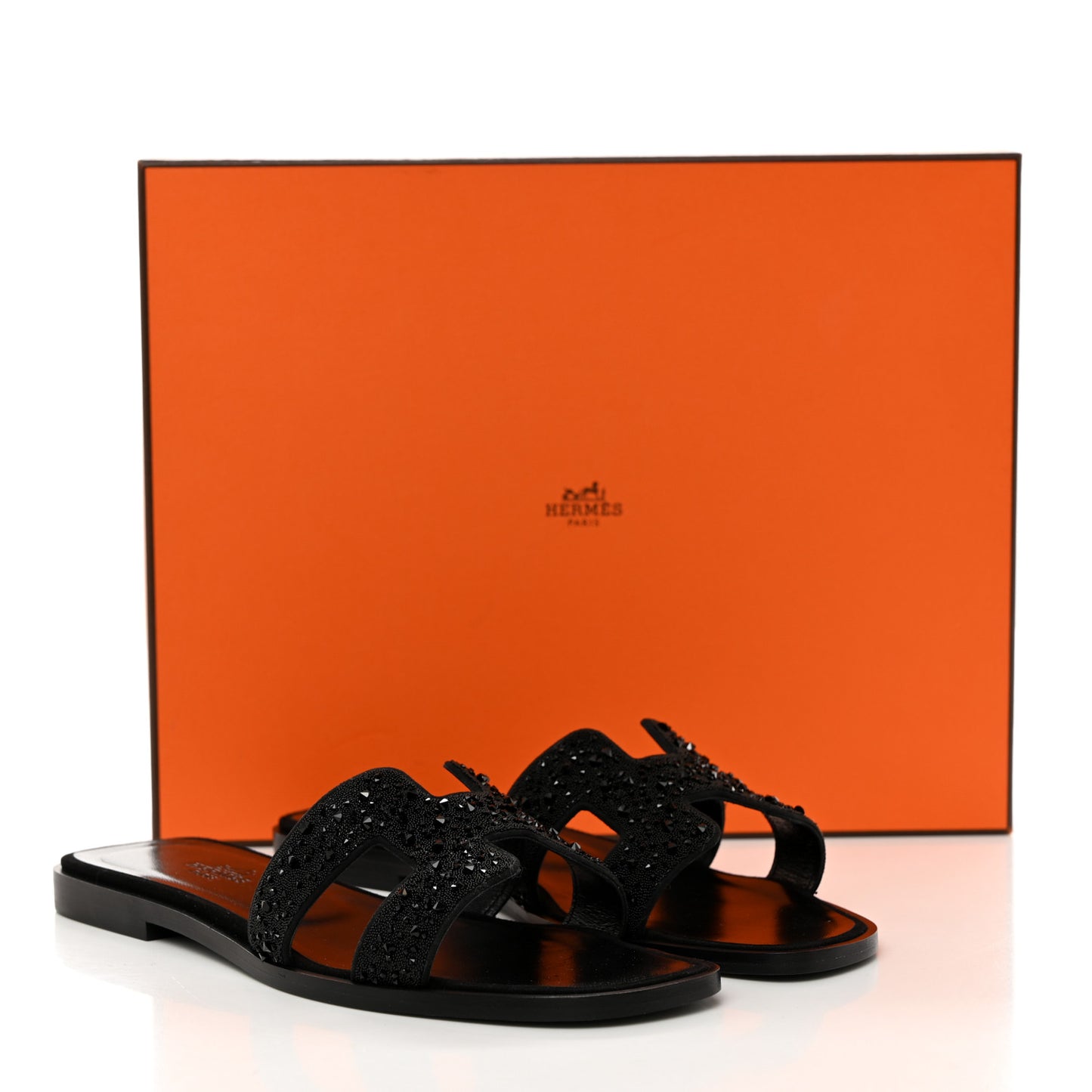 Suede Crystal Oran Sandals 36 Black