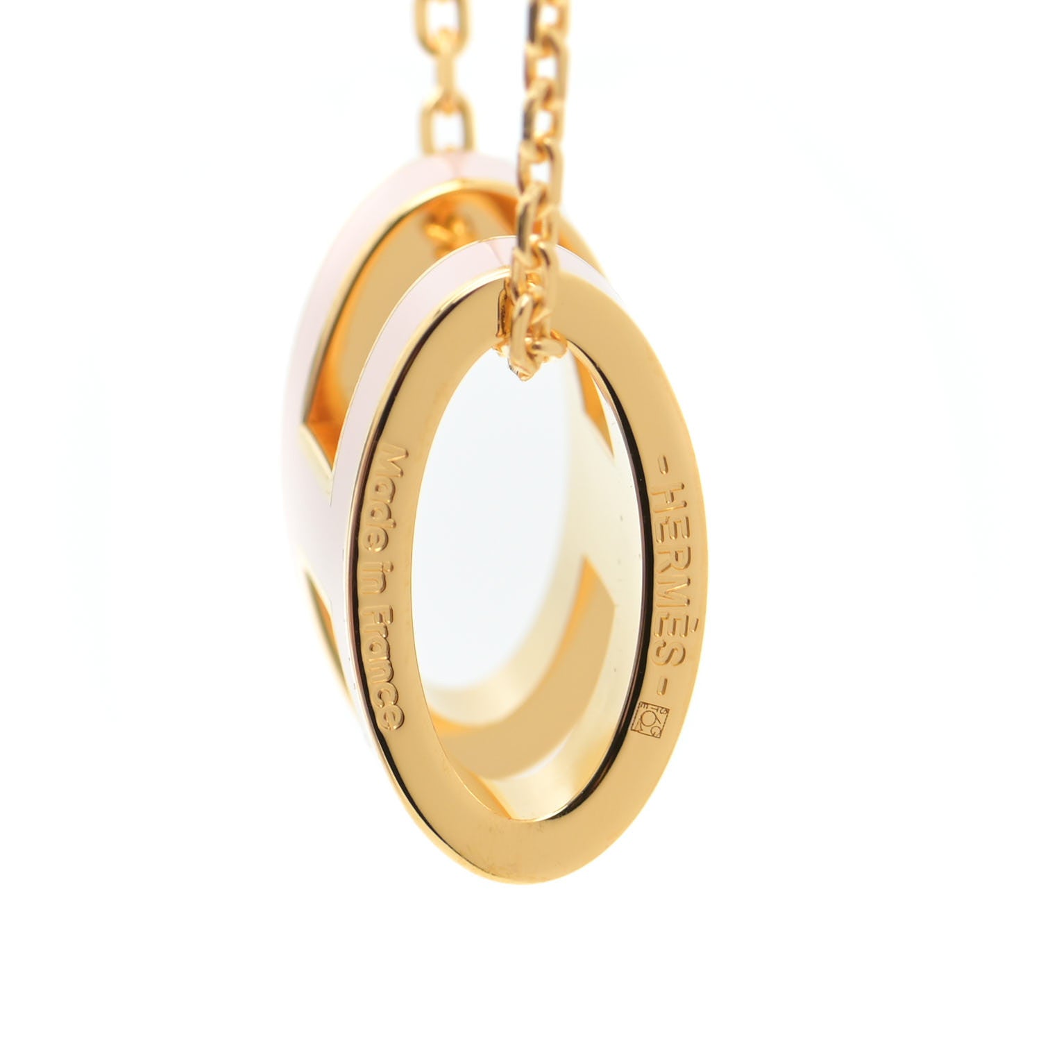 Hermes Lacquered Gold Pop H Pendant Necklace Rose Sakura 5 of 7