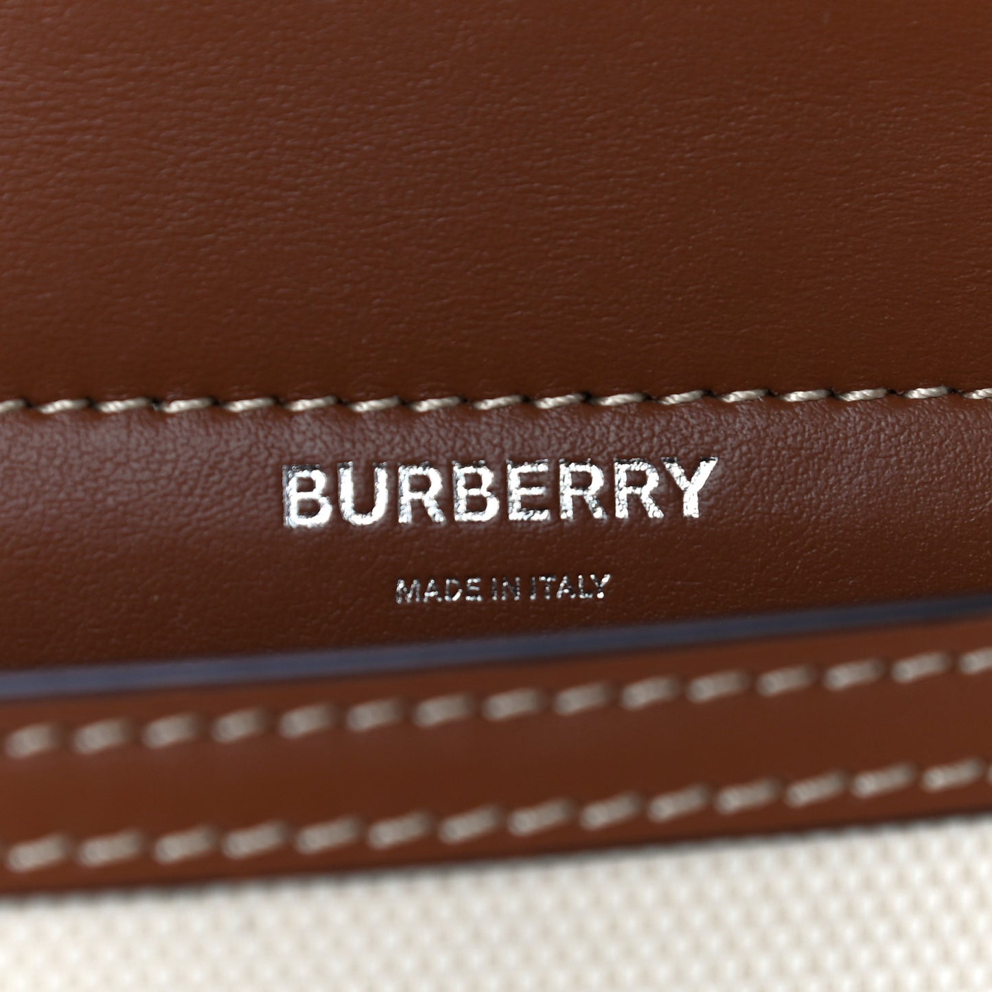 Smooth Calfskin Canvas Horseferry Print Mini Title Bag with Pocket Natural Malt Brown