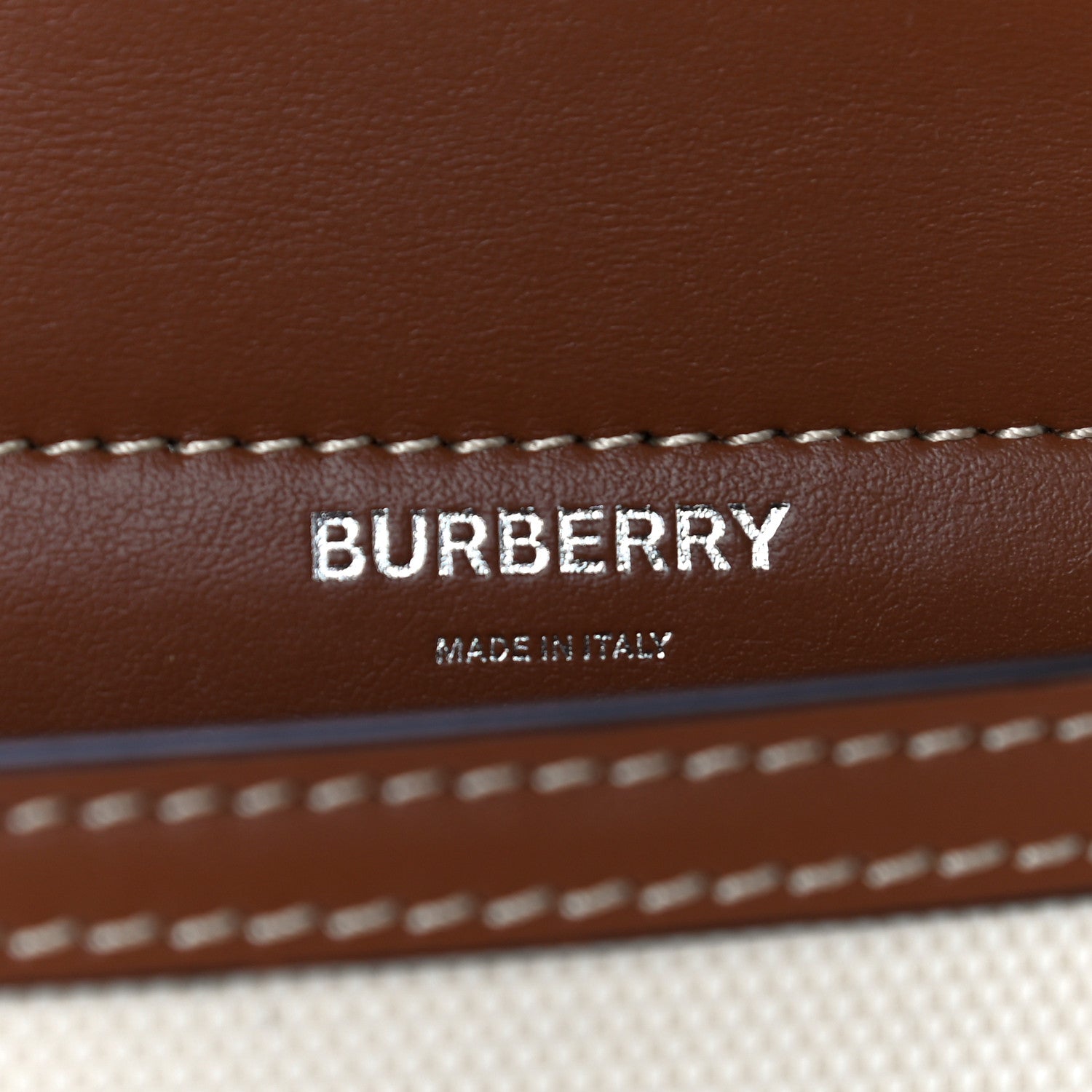 Burberry Smooth Calfskin Canvas Horseferry Print Mini Title Bag with Pocket Natural Malt Brown 7 of 10