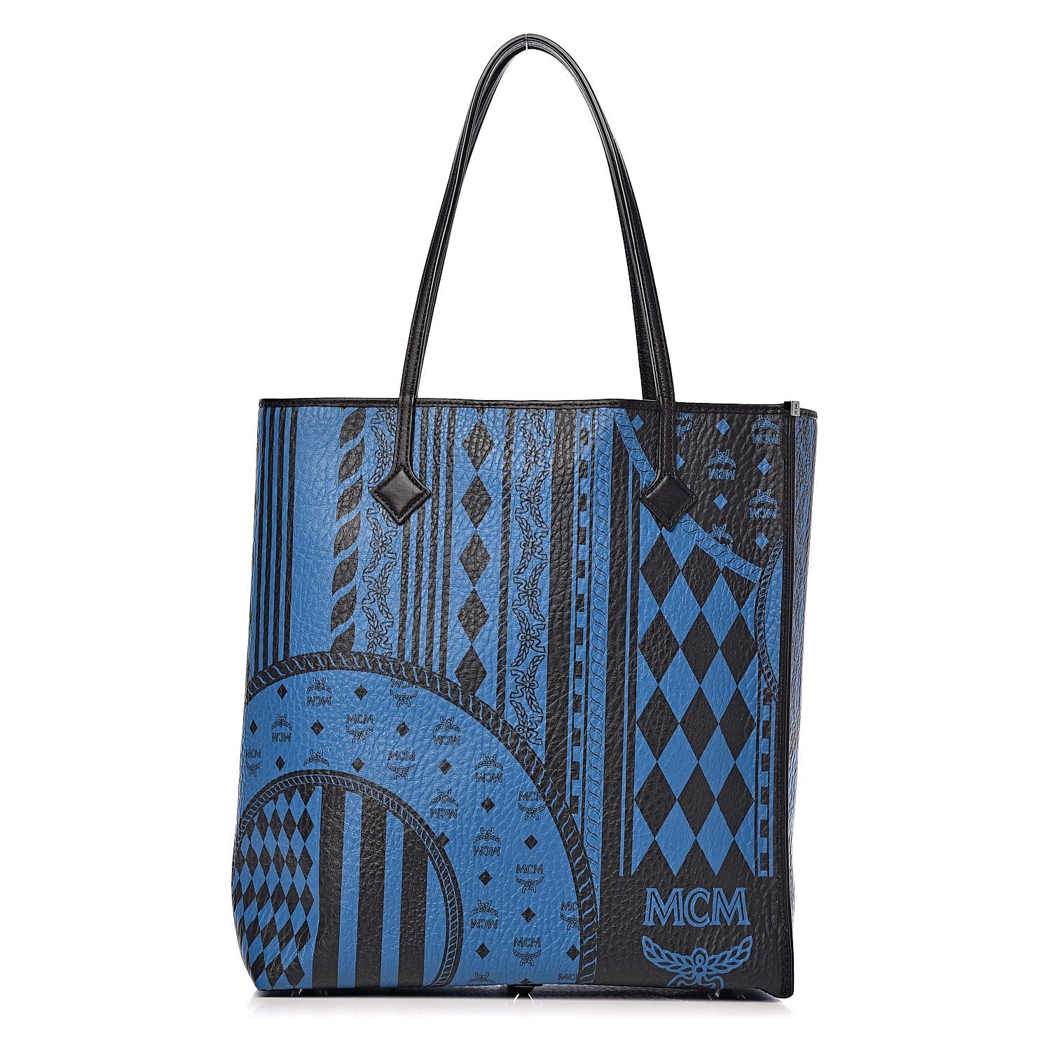 MCM Visetos Baroque Print Kira North South Shopper Tote Blue 1 of 9