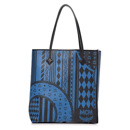 MCM Visetos Baroque Print Kira North South Shopper Tote Blue 1 of 9