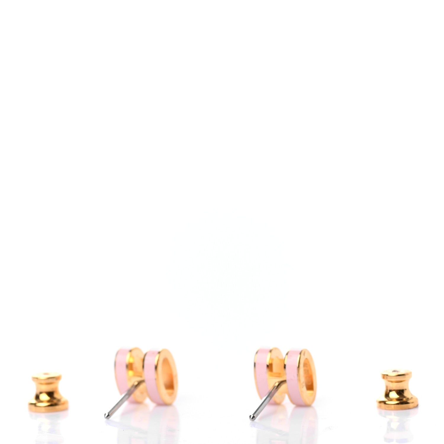 Hermes Gold Lacquered Mini Pop H Earrings Rose Dragee 3 of 5