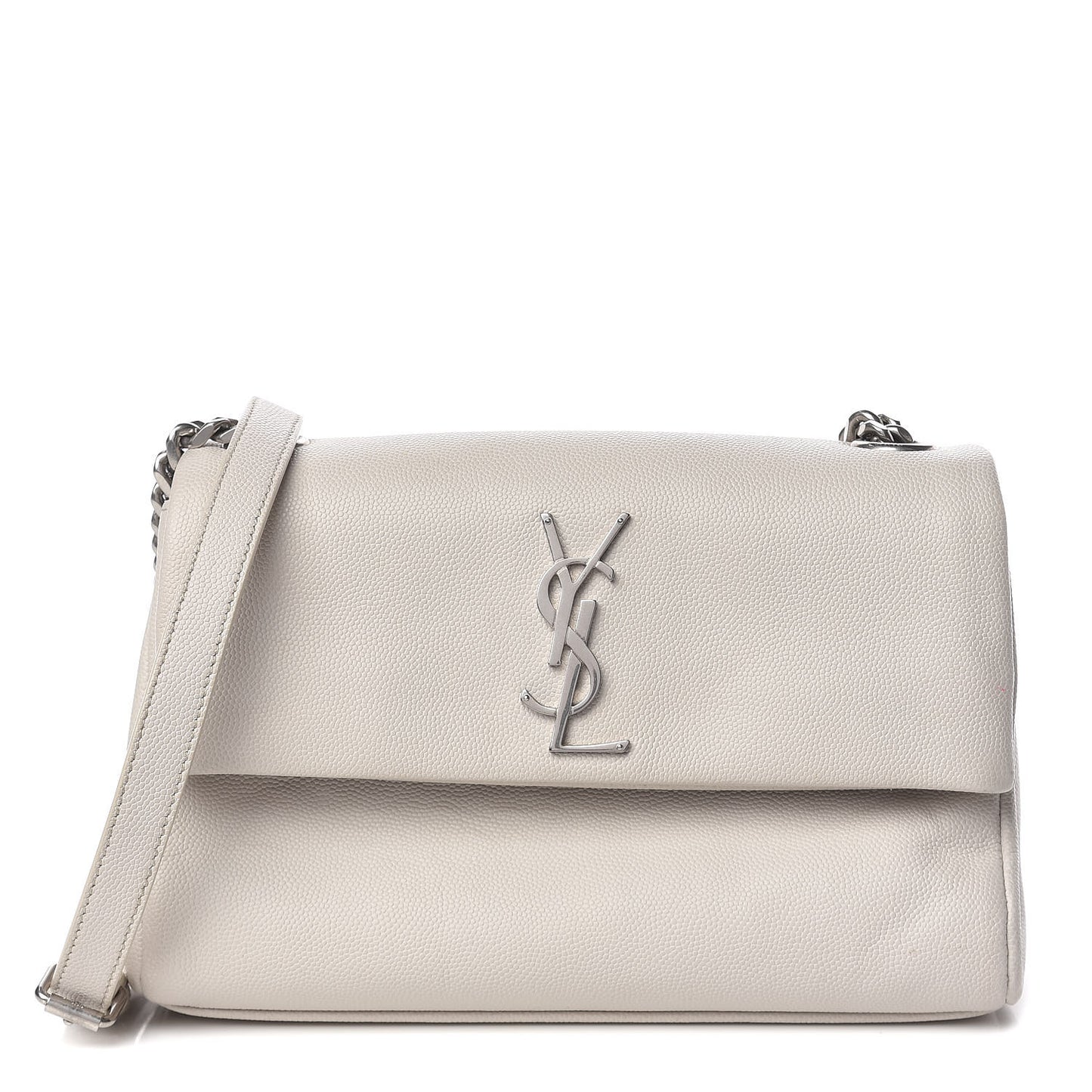 Grain De Poudre Small West Hollywood Monogram Fold-Over Bag Pearl White