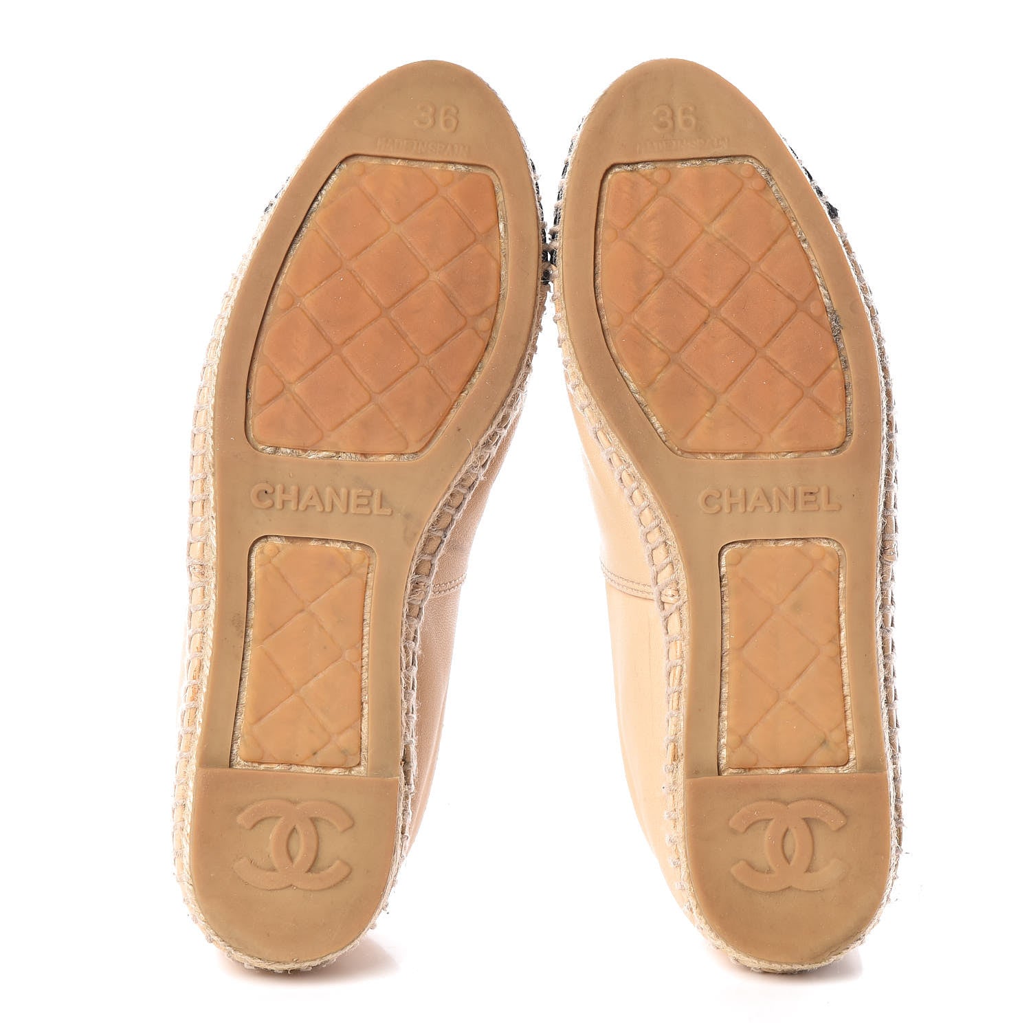 Chanel Lambskin CC Espadrilles 36 Beige Black 10 of 11