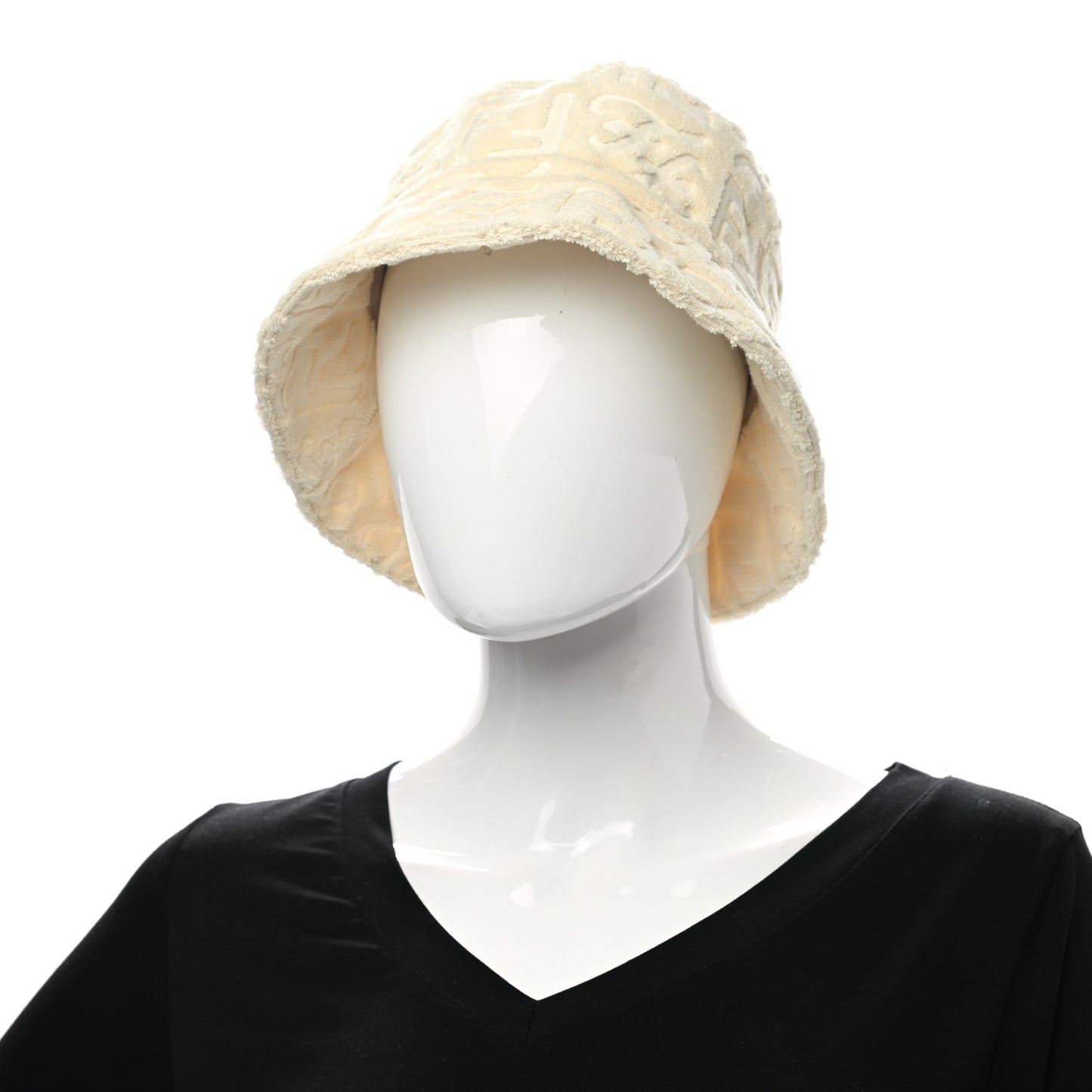 Terrycloth Karligraphy Embroidered Bucket Hat S White