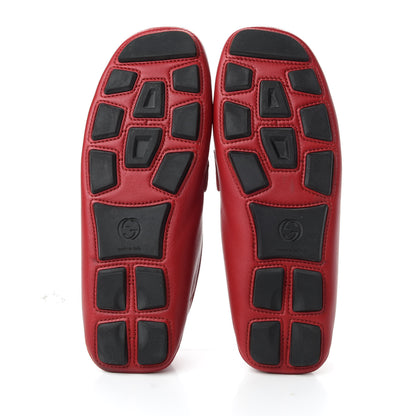 Gucci Velvety Calfskin Web Mens Noel Driver Loafers 9.5 Rosso 5 of 10